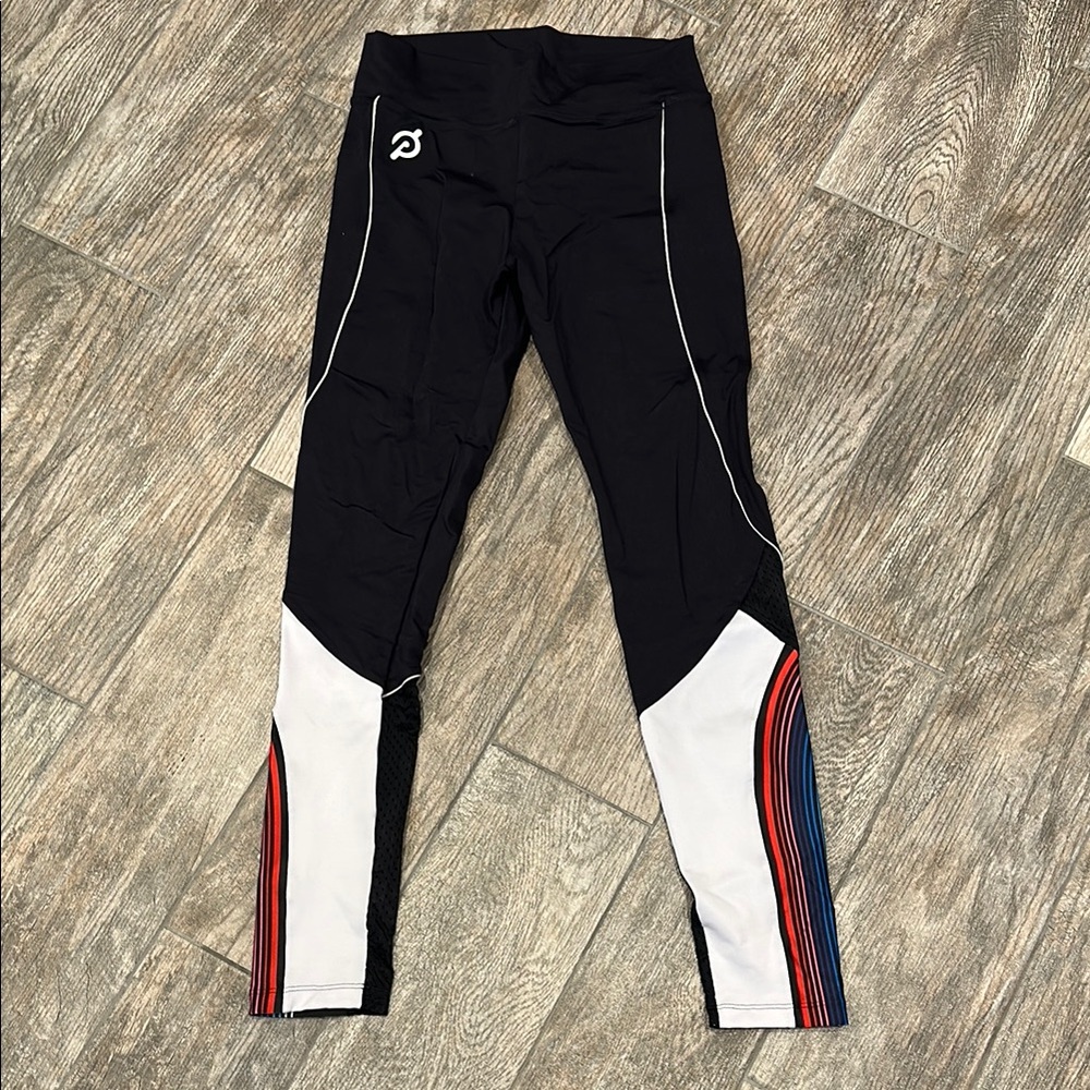 Black and White Leggings with Multicolor Stripes